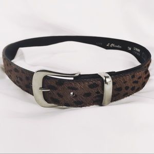 Vintage L Chessler Leopard Print Leather Belt.